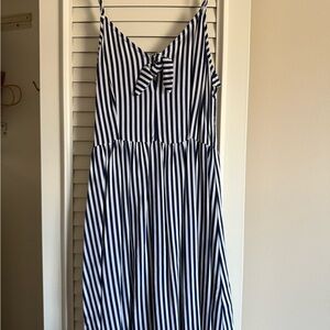Blue and White Smocked Striped Sundress
